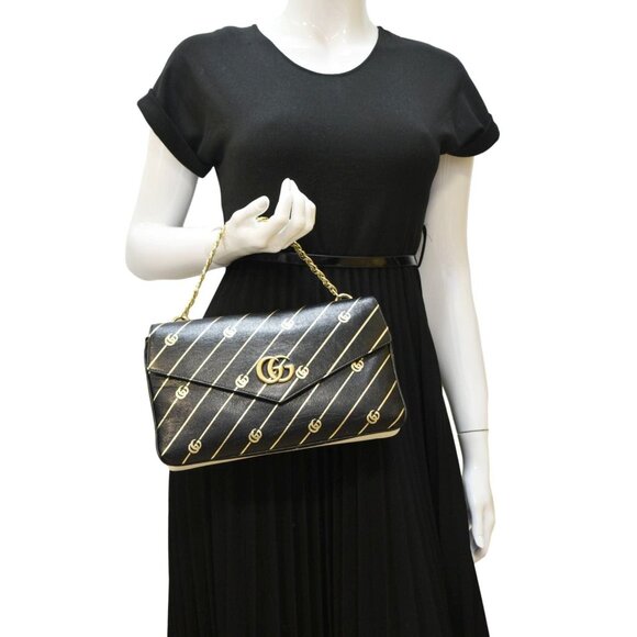 GUCCI  Thiara Medium Double Smooth Leather Satchel Bag White/Black 524822 - Picture 2 of 15